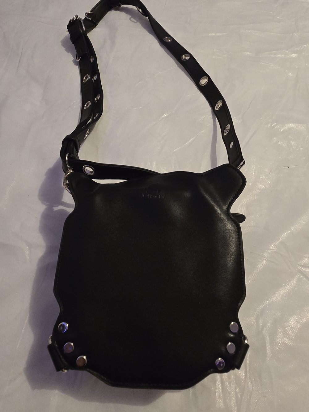 Black Studded Crossbody Bag with Decorative Hardware - Picture 2 of 3
